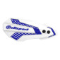 PROTEGE MAIN MOTO MX FLOW YAMAHA 125, 250 YZ, 250, 450 YZ F, 125, 250, 450 WR 2008> (FIXATION UNIVERSEL GUIDON + FIXATION SPECIFIQUE VEHICULE) VERSION OUVERTE BLANC/BLEU -POLISPORT- 5604415124860