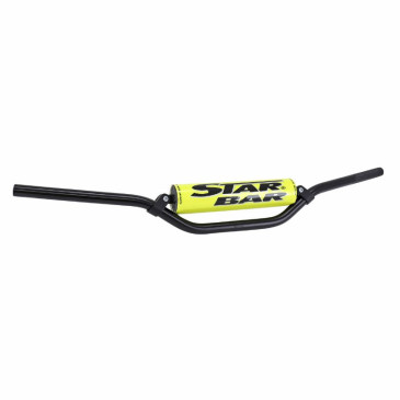 GUIDON MOTO CROSS STAR BAR MX/ENDURO ALU 2014 T6 DIAM 22,2mm L800mm H86mm NOIR AVEC BARRE DE RENFORT/MOUSSE JAUNE 3700948149607