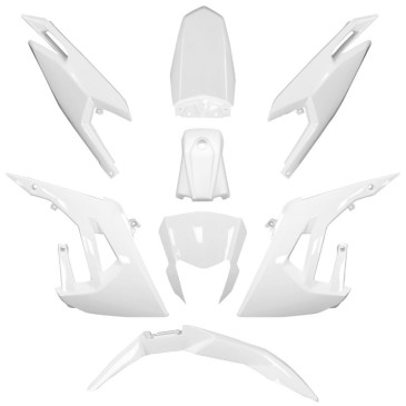 FAIRINGS/BODY PARTS FOR DERBI 50 SENDA XTREME 2018>/GILERA 50 RCR 2018>, SMT 2018> GLOSS WHITE (8 PARTS KIT) -P2R- 3700948257746