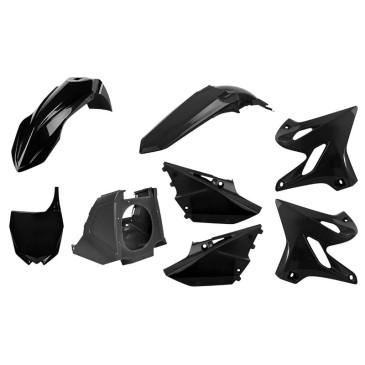 CARROSSERIE/CARENAGE MOTO MX RESTYLING YAMAHA 125, 250 YZ 2002>2021 NOIR (KIT PLASTIQUES 8 PIECES) -POLISPORT-