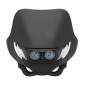 PLAQUE PHARE/TETE DE FOURCHE 50 A BOITE UNIVERSEL REPLAY ENDURO 2 A LEDS BLANCHES + HALOGENE 2x20W NOIR MAT (AVEC FIXATIONS) ** 3700948258392
