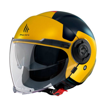 HELMET-OPEN FACE MT VIALE SV S BETA D3 DUAL SCREEN- BLUE/MATT YELLOW XS (ECE 22.06)