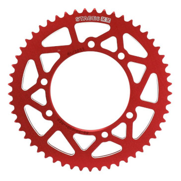 REAR CHAIN SPROCKET FOR APRILIA 50 RX 2006>2017 / DERBI 50 SENDA X RACE 2004>2011 / RIEJU 50 MRT 2009> 420 53 Teeth ALU CNC RED (Ø 105/124/8.5) -STAGE 6-