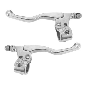 LEVIER/POIGNEE DE FREIN CYCLO ALU COURT M84 DOUBLE FIXATION POLI (PAIRE) -SELECTION P2R- 3700948208564