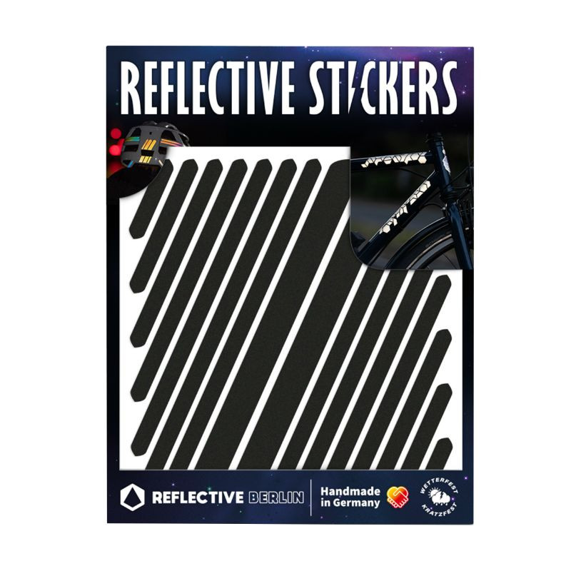 AUTOCOLLANT/STICKER REFLECHISSANT POUR VELO, CASQUE MODELE BANDES  UNIVERSELLES NOIR (PLANCHE) - P2R