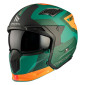 HELMET - FOR TRIAL - MT STREETFIGHTER SV TOTEM C6 GREEN/ORANGE - MATT XS SINGLE CLEAR VISOR- WITH REMOVABLE CHIN GUARD (+ 1 EXTRA ADDITIONAL DARK VISOR) (ECE 22.06)