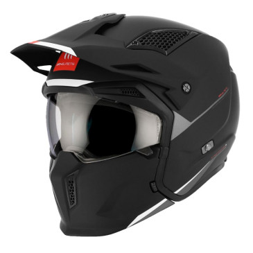 HELMET - FOR TRIAL - MT STREETFIGHTER SV SOLID-MATT BLACK M SINGLE CLEAR VISOR- WITH REMOVABLE CHIN GUARD (+ 1 EXTRA ADDITIONAL MIROR VISOR) (ECE 22.06)