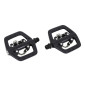 PEDALE VTT AUTOMATIQUE POLYVALENTE NEWTON R63 AVEC 1 FACE SHIMANO/SPD A ROULEMENT NOIR ALU D9/16 AVEC CALES (PAIRE) TYPE SHIMANO PD-EH500 3700948244395
