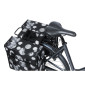 SACOCHE ARRIERE VELO DOUBLE BASIL MARA XL 35L NOIR AVEC MOTIFS BLANCS (43x14x36cm)