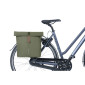 SACOCHE ARRIERE VELO DOUBLE BASIL VEGAN VERT IMITATION CUIR 28/32L FIXATION PORTE BAGAGE FERMETURE PLIANT ANTI-PLUIE AVEC REFLECHISSANT 8715019183751