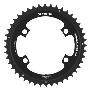 PLATEAU ROUTE 4BRA D.110 POUR SHIMANO ULTEGRA R8100/8170 DURA-ACE R9200/9270 105 R7100 TA X110 44DTS EXTERIEUR NOIR 12V. 3662458018449