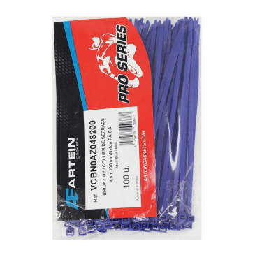 COLLIER DE SERRAGE NYLON TYPE RILSAN ARTEIN 4,5x200 mm BLEU (VENDU PAR 100) -PRO SERIES- 8434579008877