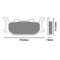 PLAQUETTE DE FREIN NEWFREN POUR 660 MT-03 2006>2014 AV, 500 TMAX 2004>2007 AV, 600 FZ6 R 2009>2014 AV, 400 MAJESTY 2005>2011 AV (L 94.5mm - H 41.5mm - P 10mm) (FD0205SE) (ELITE METAL FRITTE) 8025832414308