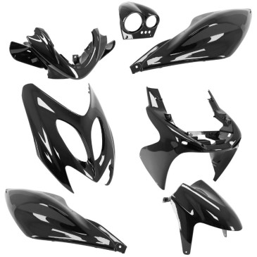 CARROSSERIE/CARENAGE SCOOT ADAPTABLE MBK 50 NITRO 1997>2012/YAMAHA 50 AEROX 1997>2012 NOIR BRILLANT (KIT 7 PIECES) -P2R- 3700948260111