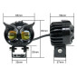 FRONT AUXILIARY DUAL LIGHTS - LEDS - ADJUSTABLE - Ø 67mm Aluminium Black -P2R- ** 3700948260258