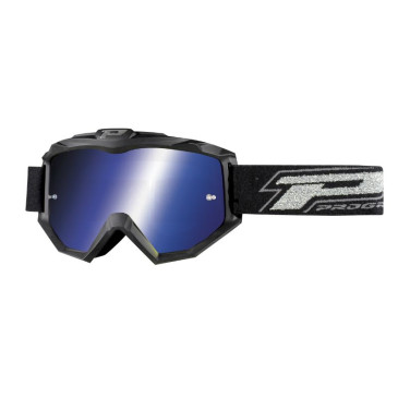 MASQUE/LUNETTES CROSS PROGRIP 3204 FL MULTILAYERED NOIR MAT ECRAN MIROIR BLEU ANTI-RAYURES/ANTI U.V./ANTI-BUEE (HOMOLOGUE CE-EN-N° AC-14063 REV.1) 0801766087645
