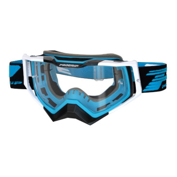 MASQUE/LUNETTES CROSS PROGRIP 3309 TR RAPID BLEU CLAIR/NOIR/BLANC ECRAN TRANSPARENT LIGHT SENSITIVE ANTI-RAYURES/ANTI U.V./ANTI-BUEE (HOMOLOGUE CE-EN-N° AC-96025 REV.2) 0801766029089