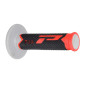 REVETEMENT POIGNEE PROGRIP MOTO OFF ROAD 788 TRIPLE DENSITE BASE COLOR GRIS /NOIR/ROUGE CLOSED END 115mm (CROSS/MX) (PAIRE)