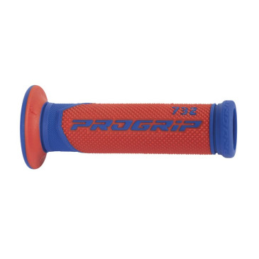 REVETEMENT POIGNEE PROGRIP SCOOTER ON ROAD 732 DOUBLE DENSITE BLEU/ROUGE CLOSED END 125mm (PAIRE)