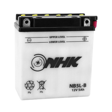 BATTERY 12V 5 Ah NB5L-B NHK - WITH MAINTENANCE (Lg120xWd60xH130) (PREMIUM QUALITY -EQUALS YB5L-B)