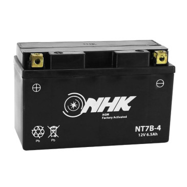 BATTERY 12V 6,5 Ah NT7B-4 NHK AGM SEALED FA MAINTENANCE FREE "READY TO USE" (Lg151xWd61xH93mm) (FACTORY ACTIVATED - PREMIUM QUALITY -EQUALS YT7B-4 / SLA / GEL)