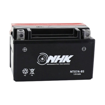 BATTERIE 12V 6 Ah NTX7A-BS NHK MF SANS ENTRETIEN LIVREE AVEC PACK ACIDE (Lg151xL88xH94mm) (QUALITE PREMIUM - EQUIVALENT YTX7A-BS)