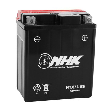 BATTERY 12V 6 Ah NTX7L-BS NHK MF MAINTENANCE FREE-SUPPLIED WITH ACID PACK (Lg114xWd71xH130) (PREMIUM QUALITY -EQUALS YTX7L-BS) 3700948076118
