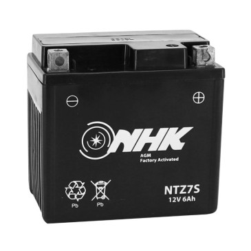 BATTERY 12V 6 Ah NTZ7S NHK AGM SEALED FA MAINTENANCE FREE GEL "READY TO USE" (Lg113xWd710xH107mm) (FACTORY ACTIVATED - PREMIUM QUALITY -EQUALS YTZ7S / SLA / GEL)