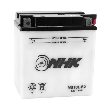 BATTERIE 12V 11 Ah NB10L-B2 NHK CONVENTIONNELLE AVEC ENTRETIEN (Lg135xL90xH145mm) (QUALITE PREMIUM - EQUIVALENT YB10L-B2)