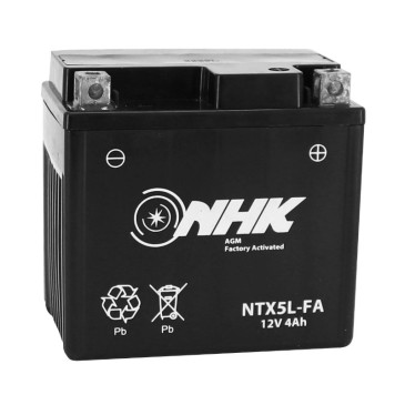 BATTERY 12V 4 Ah NTX5L FA NHK MF FACTORY ACTIVATED MAINTENANCE FREE "READY TO USE" (Lg114xWd71xH107) - PREMIUM QUALITY -EQUALS YTX5L-BS) 3700948209226