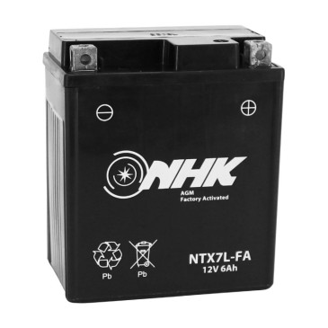 BATTERY 12V 6 Ah NTX7L FA NHK MF MAINTENANCE FREE "READY TO USE" (Lg114xWd71xH130) (FACTORY ACTIVATED - PREMIUM QUALITY -EQUALS YTX7L-BS)