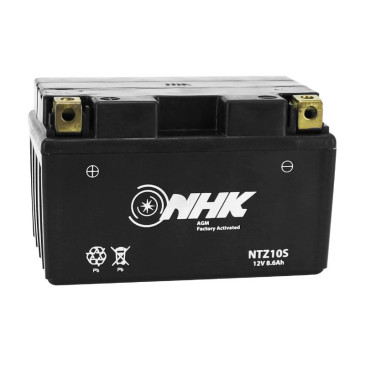 BATTERY 12V 8,6 Ah NTZ10S NHK AGM SEALED FA MAINTENANCE FREE "READY TO USE" (Lg151xWd87xH94mm) (FACTORY ACTIVATED - PREMIUM QUALITY - EQUALS YTZ10S / SLA / GEL) 3700948076217