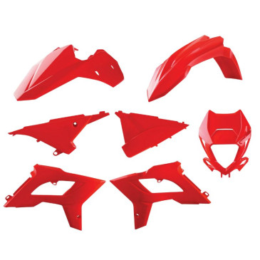 CARROSSERIE/CARENAGE MOTO ENDURO RESTYLING BETA 125, 250, 350, 390, 400, 480 RR 2T, 4T 2013>2017 ROUGE (KIT PLASTIQUES 7 PIECES) -POLISPORT-