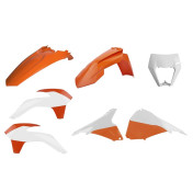 CARROSSERIE/CARENAGE MOTO ENDURO RESTYLING KTM 125, 250, 300 EXC, 250, 350, 450, 500 EXC-F, 250, 300 XC-W, 250 XCF-W 2014>2016 ORANGE KTM/BLANC (COULEUR OEM) (KIT PLASTIQUES 7 PIECES) -POLISPORT- 5604415101694