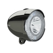 ECLAIRAGE VELO A PILE AVANT SUR GARDE-BOUE / PATTE AXA CLASSIC 706 LED 15 LUX NOIR (70mm) AVEC INTERRUPTEUR LIVRE AVEC 3 PILES AAA 8713249282923