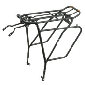 PORTE BAGAGE VELO ARRIERE A TRINGLES IBERA TOURING PLUS ALU NOIR REGLABLE 26" à 29" POUR FREIN DISQUE COMPATIBLE SYSTEME PAKRAK ET SIDEPAK - POIDS MAX 25kgs- 4714102192735