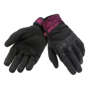 GLOVES " Summer" TUCANO MIKY LADY BLACK/FUCHSIA GRAPHIC -Euro 8,5 (L) (APPROVED EN 13594:2015-CE) (SCREEN TOUCH FUNCTION) 8026492146639