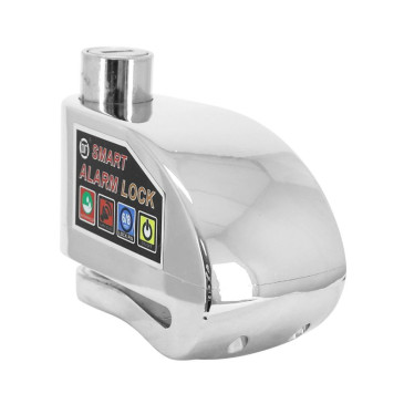ANTIVOL BLOQUE DISQUE ARMLOCK AVEC ALARME SONORE DIAM 10mm 110dB CHROME AVEC CORDON DE RAPPEL (DIMENSIONS 93 x 47 x 75 mm) 3700948233528