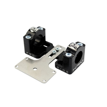 PONTET/SURPONTET RIGIDIFICATEUR 50 A BOITE KRM PRO RIDE POUR GUIDON DIAM 28,6 mm ALU CNC NOIR (AVEC SUPPORT DE COMPTEUR) (PAIRE) 3760382281196