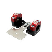 PONTET/SURPONTET RIGIDIFICATEUR 50 A BOITE KRM PRO RIDE POUR GUIDON DIAM 28,6 mm ALU CNC NOIR/ROUGE (AVEC SUPPORT DE COMPTEUR) (PAIRE) 3760382281189