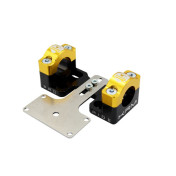 PONTET/SURPONTET RIGIDIFICATEUR 50 A BOITE KRM PRO RIDE POUR GUIDON DIAM 28,6 mm ALU CNC NOIR/OR (AVEC SUPPORT DE COMPTEUR) (PAIRE) 3760382281165