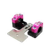PONTET/SURPONTET RIGIDIFICATEUR 50 A BOITE KRM PRO RIDE POUR GUIDON DIAM 28,6 mm ALU CNC NOIR/ROSE (AVEC SUPPORT DE COMPTEUR) (PAIRE) 3760382281158