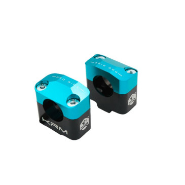 PONTET/SURPONTET 50 A BOITE KRM PRO RIDE POUR GUIDON DIAM 28,6 mm ALU CNC NOIR/BLEU TURQUOISE