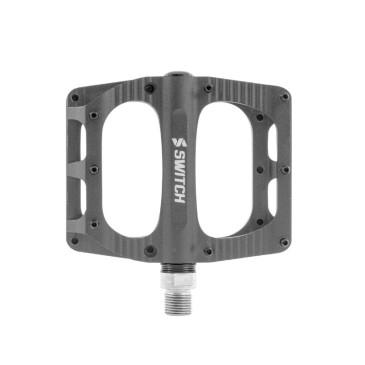PEDALE VTT PLATEFORME DESCENTE / BMX SWITCH FREERIDE ALU CNC GRIS FILETAGE 9/16 AVEC PICOTS (PAIRE) 100x90mm 8013271350899