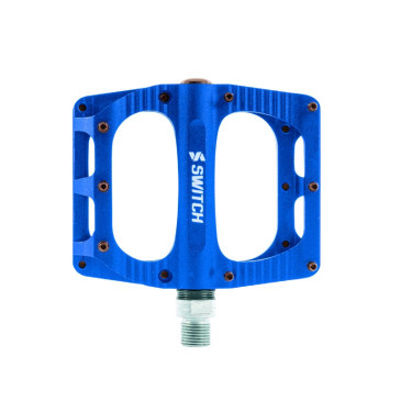 PEDALE VTT PLATEFORME DESCENTE / BMX SWITCH FREERIDE ALU CNC BLEU FILETAGE 9/16 AVEC PICOTS (PAIRE) 100x90mm 8013271350905