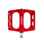PEDALE VTT PLATEFORME DESCENTE / BMX SWITCH FREERIDE ALU CNC ROUGE FILETAGE 9/16 AVEC PICOTS (PAIRE) 100x90mm 8013271350912