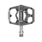 PEDALE GRAVEL / VTT PLATE SWITCH AUTOMATIQUE OU STANDARD ALU CNC GRIS 85 x 70 mm (COMPATIBLE SHIMANO SPD) (PAIRE) 8013271351186