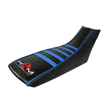 HOUSSE DE SELLE 50 A BOITE KRM PRO RIDE POUR DERBI 50 DRD X-TREME 2011>2017, DRD RACING 2005>2010, DRD EVO 2008>2010/GILERA 50 SMT 2011>2017 NOIR/BLEU 3760382280991