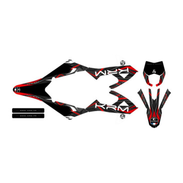 KIT DECO AUTOCOLLANT/STICKER 50 A BOITE KRM PRO RIDE POUR RIEJU 50 MRT 2022> NOIR/ROUGE (COMPLET)