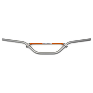 GUIDON MOTO CROSS VINTAGE DOMINO ALU DIAM 22mm L873mm H152mm ARGENT AVEC BARRE DE RENFORT ORANGE 8033900015081